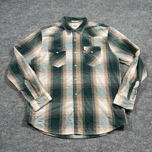 Levi's Shirt Mens Large Multicolor‎ Plaid Long Sleeve Pearl Snap Western Light